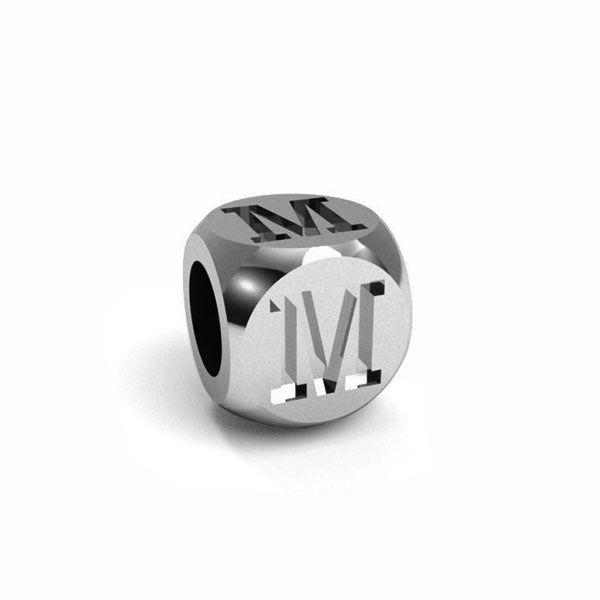 Pendant - cube with letter M*sterling silver 925*CUBE M 4,8x4,8 mm