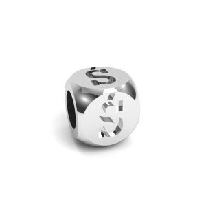 Pendant - cube with letter Ś*sterling silver 925*CUBE Ś 4,8x4,8 mm