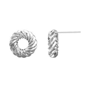 Round donut earrings, sterling silver 925, Silver post earring, KLS ODL-00021 2,5x6 mm