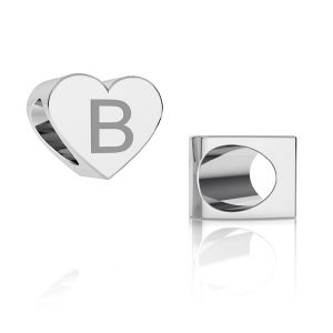 Heart bead pendant, sterling silver, ODL-00261 5,4x6,5x7,5 mm - B