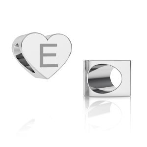 Heart bead pendant, sterling silver, ODL-00261 5,4x6,5x7,5 mm - E