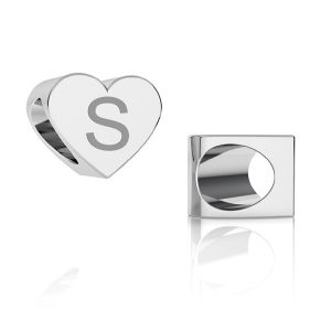 Heart bead pendant, sterling silver, ODL-00261 5,4x6,5x7,5 mm - S