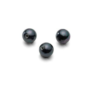 Round natural black pearls 8 mm with 2 holes, GAVBARI PEARLS 2H