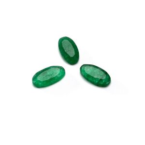 Oval stone, flat back, 5x10 mm dark green Jade, GAVBARI