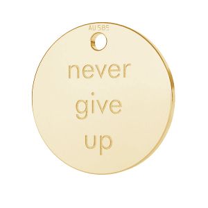 Never give up round pendant*gold 585*LKZ14K-50127 - 0,30 11x11 mm