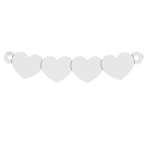 Double heart pendant connector, sterling silver, LKM-3093 - 0,50 7,1x31,9 mm