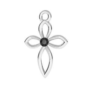 Cross with black Gavbari crystal, sterling silver 925, ODL-00185 ver.3 13,5x20 mm