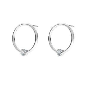Round earrings with crystals*sterling silver 925*ODL-00703 KLS 13,5 mm ver.2