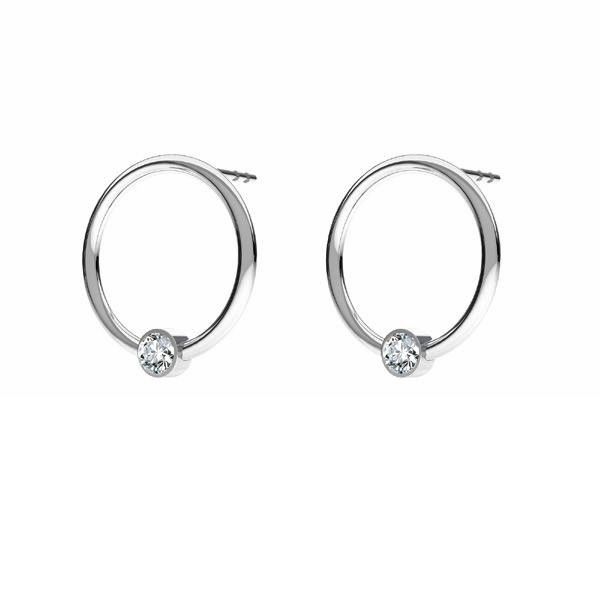 Round earrings with crystals*sterling silver 925*ODL-00703 KLS 13,5 mm ver.2