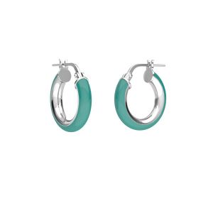 Light blue enamel round hoop earrings with clasp, sterling silver 925, KL-410 SM 3,7x10,8 mm col. 05
