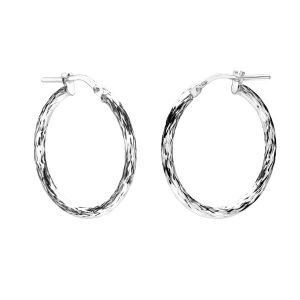 Round diamond hoop earrings with clasp, sterling silver 925, KL-32D3 2,9x21,2 mm