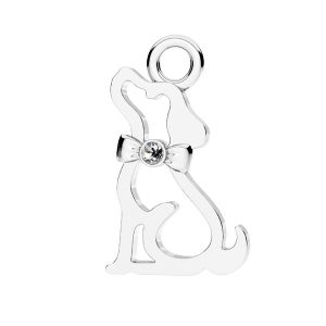 Cat pendant with Gavbari crystal, sterling silver 925, CHARM 0129 ver.2 5,5x12,5 mm