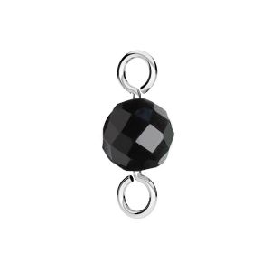 Pendant with natural black stone 6mm, silver 925, EL 44 6x13 mm