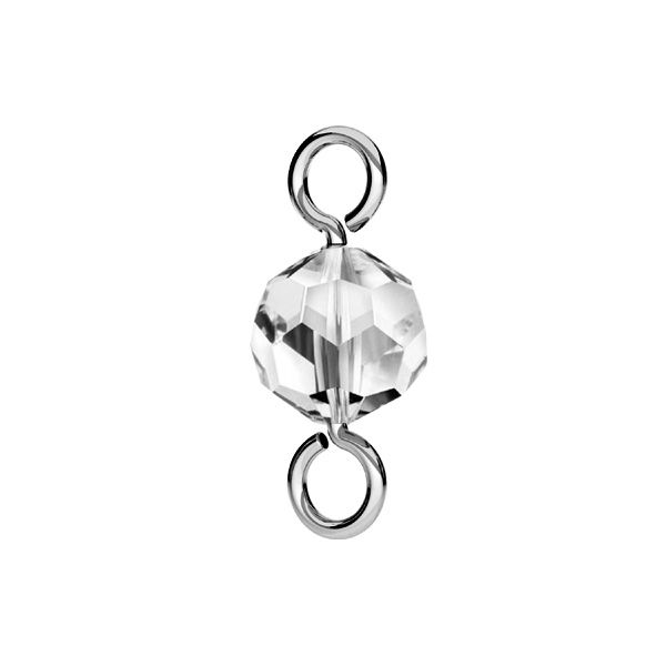 Pendant connector mountain crystal stone 3mm, silver 925, EL 46 6x13 mm