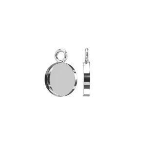 Round cabochon pendant, resin base, sterling silver 925, CON 1 FMG-R 2,1x5,8 mm