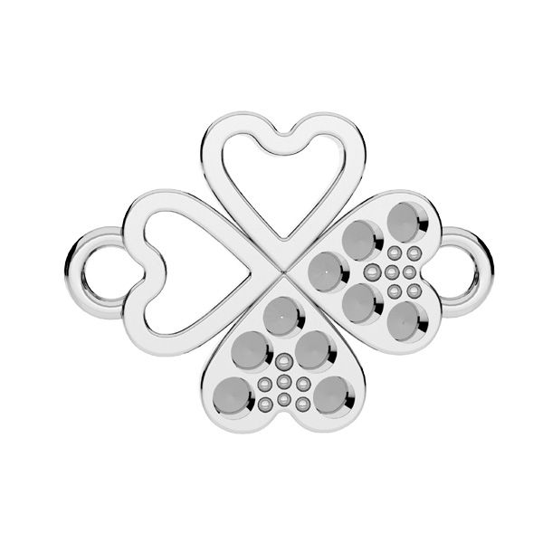 Clover pendant connector, crystals base, sterling silver 925, CON 2 ODL-01074 ver.1 13x17 mm (CHATON 1,5 MM GAVBARI CRYSTAL)