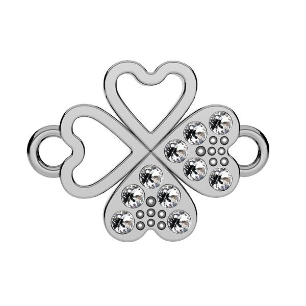 Clover pendant with GAVBARI crystals, sterling silver 925, CON 2 ODL-01074 ver.2 13x17 mm