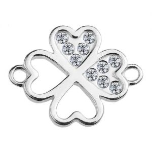Clover pendant with GAVBARI crystals, sterling silver 925, CON 2 ODL-01074 ver.2 13x17 mm