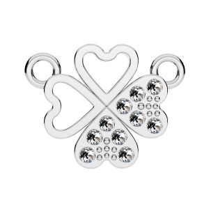 Clover pendant with GAVBARI crystals, sterling silver 925, CON 2 ODL-01075 ver.2 13x17 mm