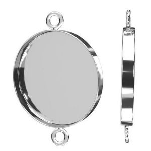 Round silver cabochon, sterling silver 925, CON 2 FMG-R 3x20 mm
