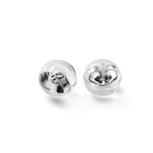 Round silicone earring stoppers, sterling silver 925, BAR 8 5x5 mm