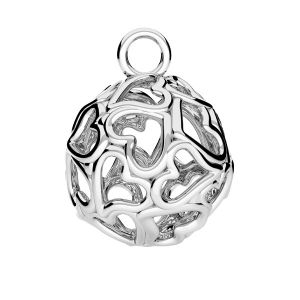 Round pendant heart, sterling silver 925, CON 1 OWS-00213 14,4x18,8 mm 