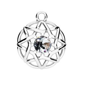 Star - round pendant with mountain crystal, silver 925, ODL-01053 16x19 mm ver.2