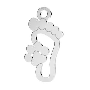 Dog paw pendant, never walk alone, sterling silver 925, LKM-3174-05 8,7x16,4 mm