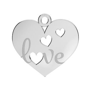 Heart pendant - LOVE, sterling silver 925, LKM-03172 - 0,50 14,8x16 mm