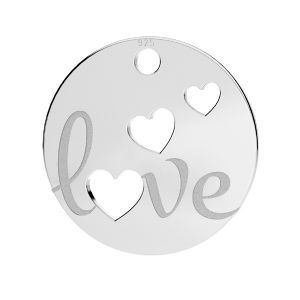 Round pendant - LOVE, sterling silver 925, LKM-03173 - 0,50 14x14 mm