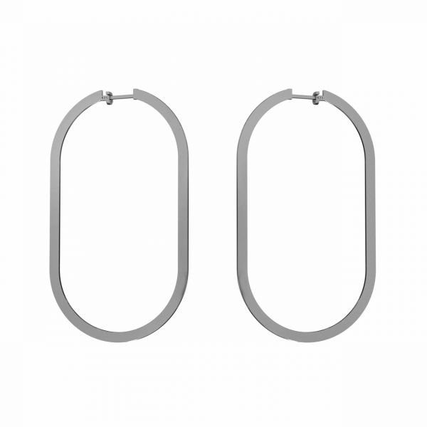 Oval stud earrings with clasp, sterling siver 925, KLS LKM-3241 - 0,80 40x70 mm