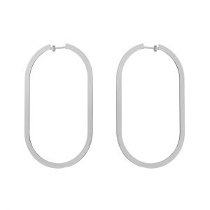Oval stud earrings with clasp, sterling siver 925, KLS LKM-3240 - 0,80 40x70 mm