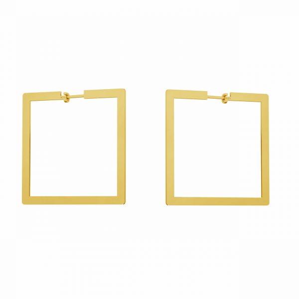 Square stud earrings with clasp, sterling siver 925, KLS LKM-3244 - 0,80 40x40 mm