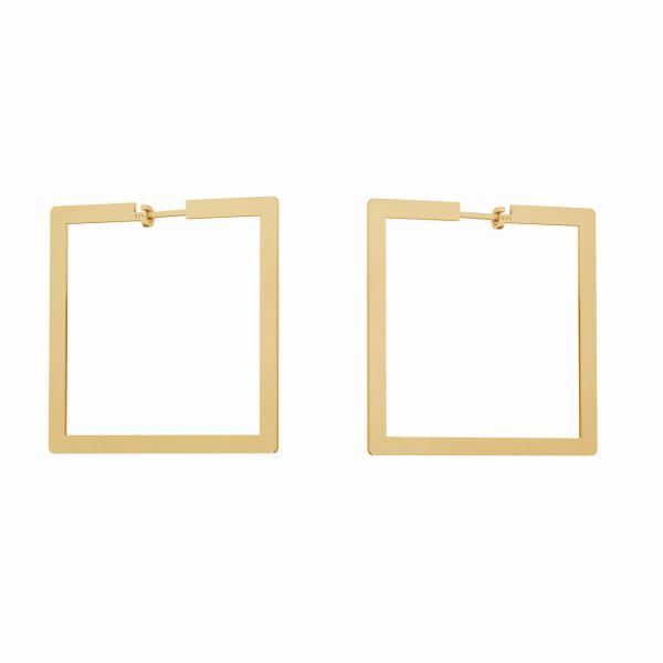 Square stud earrings with clasp, sterling siver 925, KLS LKM-3244 - 0,80 40x40 mm