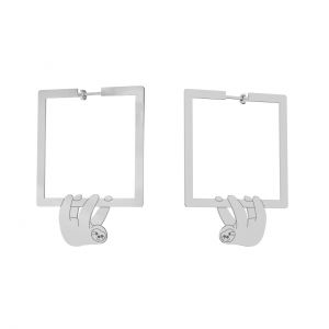 Cat, square stud earrings with clasp, sterling siver 925, KLS LKM-3245 - 0,80 40x40 mm