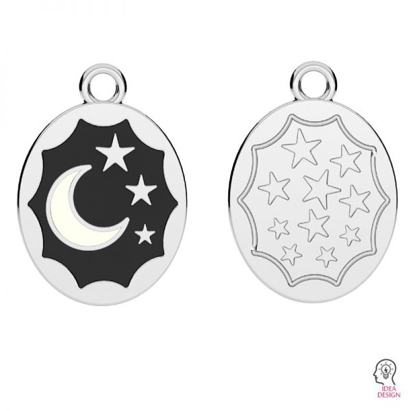 Round pendant - moon, resin base*sterling silver*ODL-01147 13,5x19,5 mm