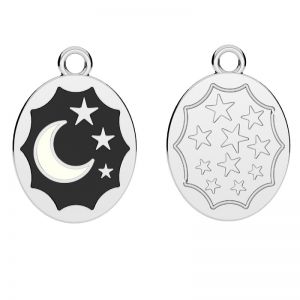 Round pendant - moon, star, black resin*sterling silver*ODL-01147 13,5x19,5 mm ver.2