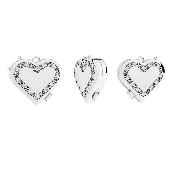 Heart locket pendant, sterling silver 925, OWS-00232 20,5x23 mm