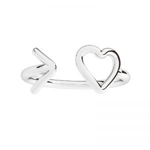 Heart ring - universal size, sterling silver 925, U-RING ODL-01137 7,5x18,3 mm