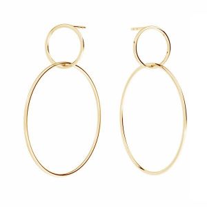Double circle earring, AU 585 14K, SG - KLS-34 34x44,4 mm