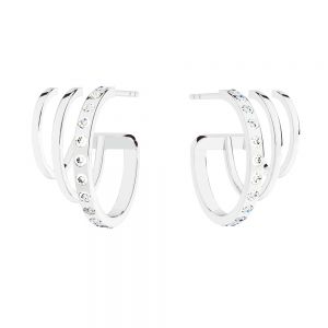 Triple circle climber earrings with crystals, sterling silver 925, KLS OWS-00230 9x19 mm ver.2