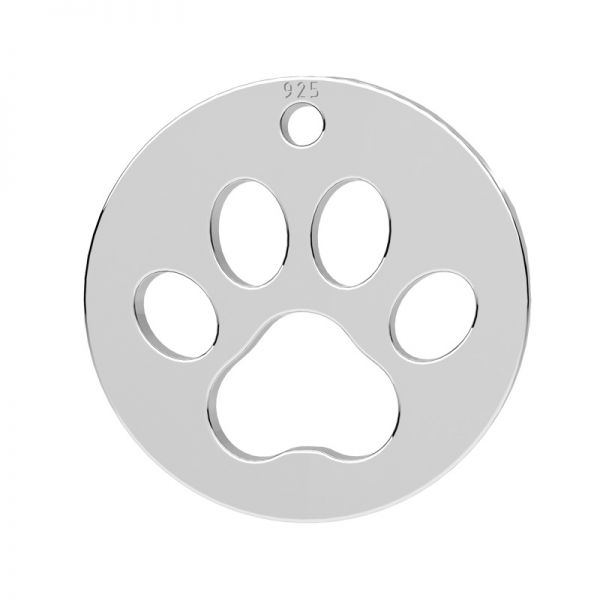 Round dog paw pendant, sterling silver 925, LKM-3262 - 0,50 13x13 mm