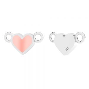 Heart pendant connector, colored lighting resin*sterling silver*CON-2 ODL-01117 6,7x15 mm ver.3