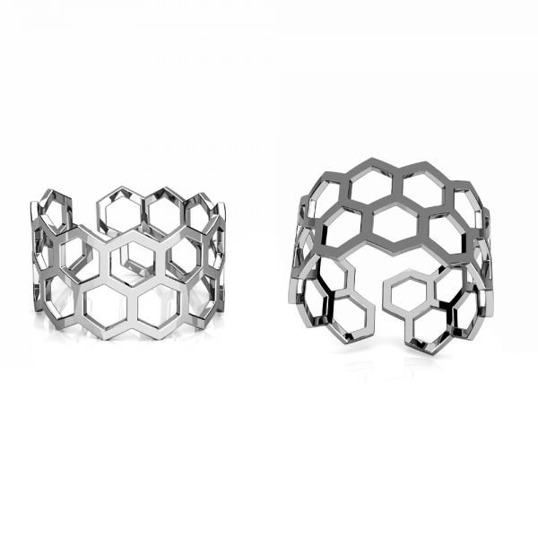 Honeycomb ring - universal size, sterling silver 925, U-RING LKM-3288 0,8x10,8 mm