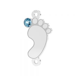 Baby foot pendant connector with aquamarine crystal*sterling silver 925*LKM-3315 - 0,50 9x17 mm (aqua crystal)