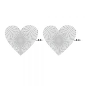 Heart flat silver stud earrings, sterling silver 925, KLS LKM-3325 - 0,50 13x15 mm