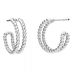 Double circle climber earrings, sterling silver 925, KLS OWS-00499 7x19 mm