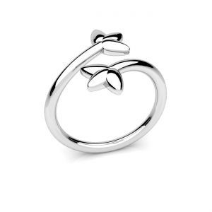 Leafs ring - universal size, sterling silver 925, U-RING ODL-01339 12x20,5 mm