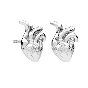 Human heart earrings*sterling silver 925*KLS ODL-01295 8x12,5 mm