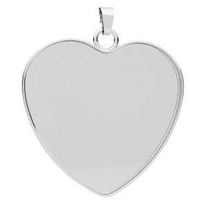 Heart pendant, resin base, sterling silver AG 925, KR CON 1 FMG 26 mm